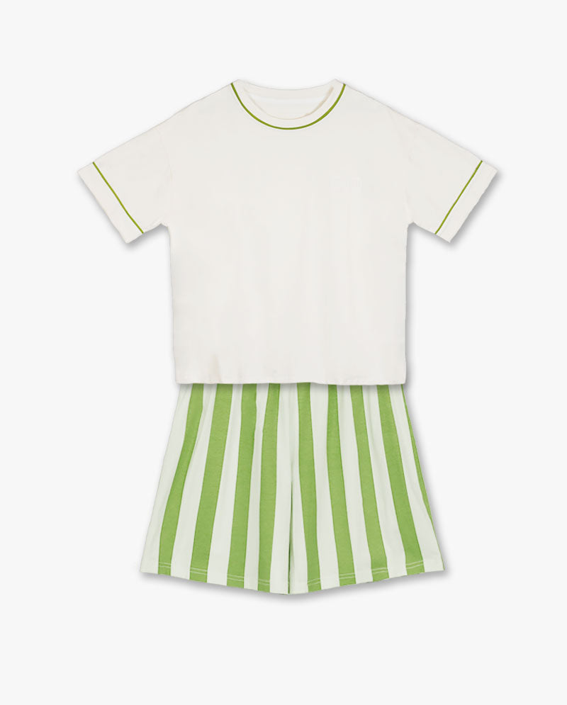 IC GURL - Lovely Stripe Cotton Couple Short Pajama
