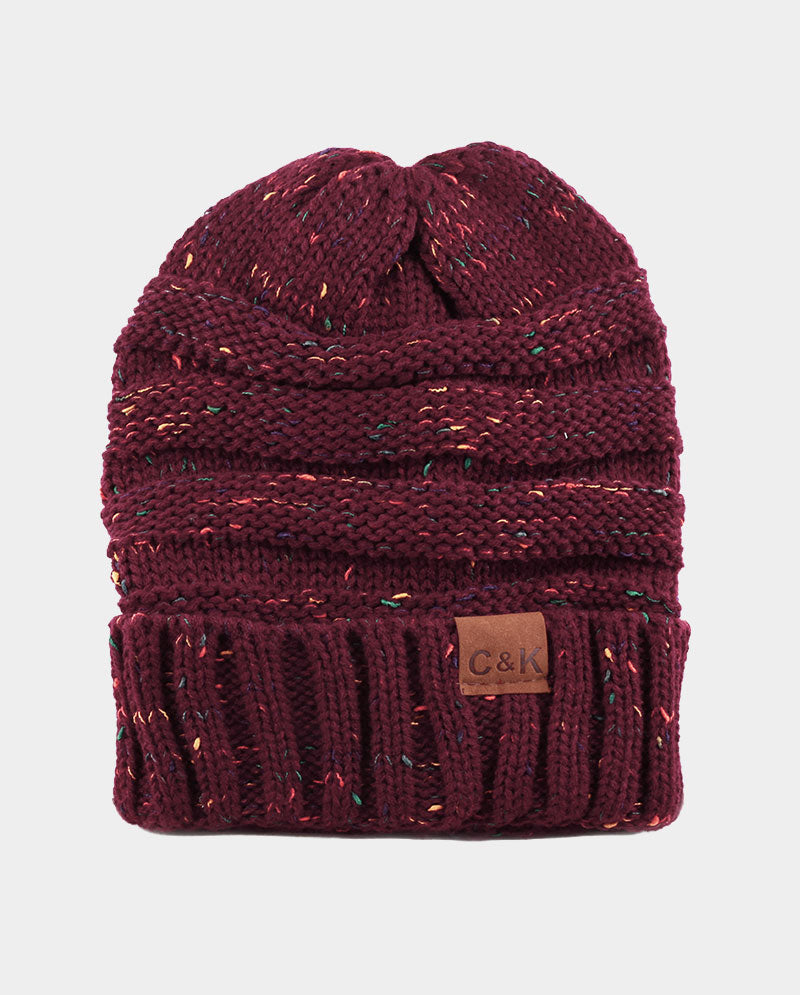 Acrylic Knit Beanie & Scarf Set – 100% Acrylic, Flecked Texture