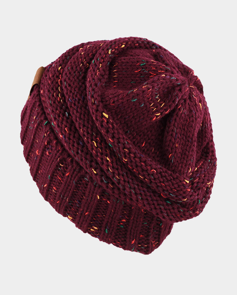 Acrylic Knit Beanie & Scarf Set – 100% Acrylic, Flecked Texture