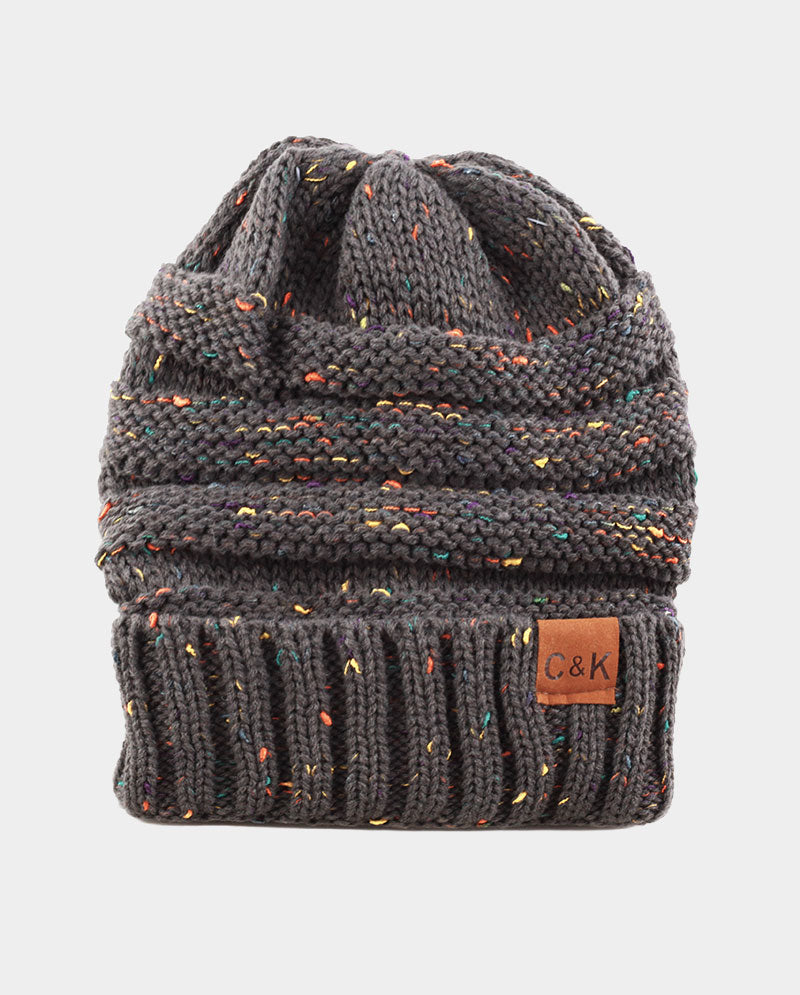 Acrylic Knit Beanie & Scarf Set – 100% Acrylic, Flecked Texture