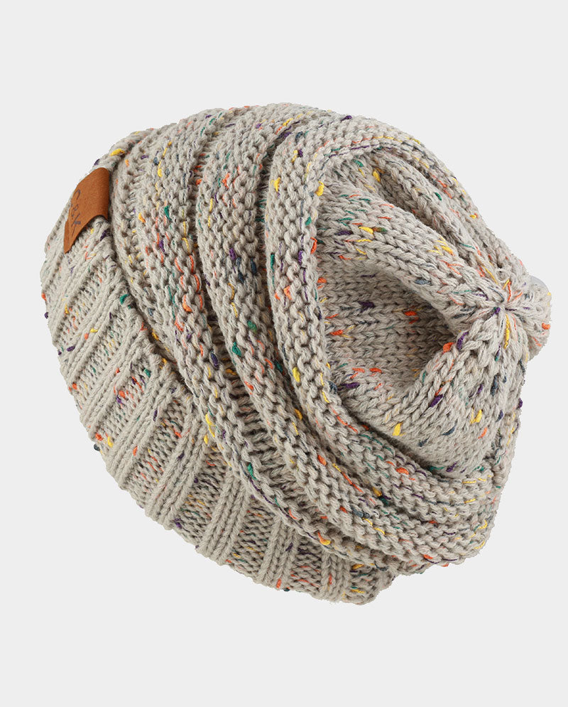 Acrylic Knit Beanie & Scarf Set – 100% Acrylic, Flecked Texture