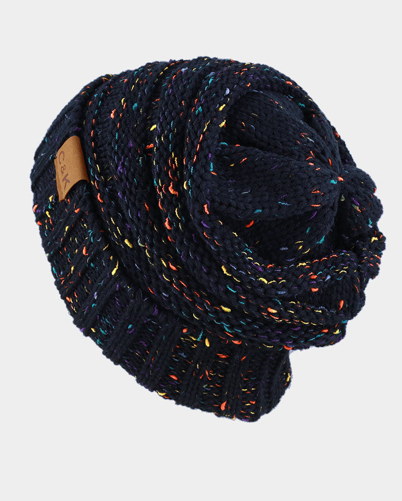 Acrylic Knit Beanie & Scarf Set – 100% Acrylic, Flecked Texture