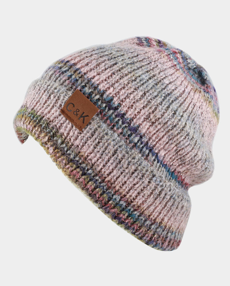 Acrylic Knit Beanie & Scarf Set – 100% Acrylic, Triple-Stripe Knit Design