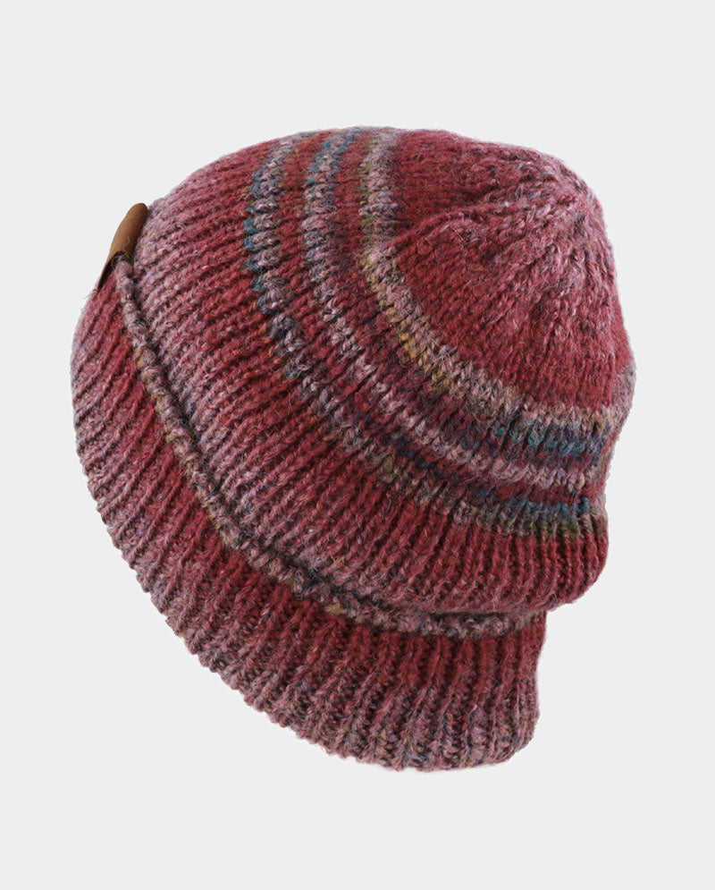 Acrylic Knit Beanie & Scarf Set – 100% Acrylic, Triple-Stripe Knit Design