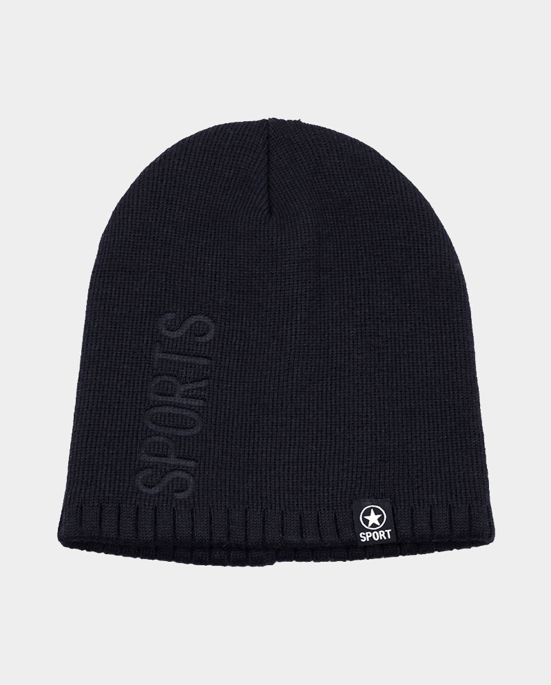 Short Acrylic Knit Beanie – 100% Acrylic with Embossed “SPORT”