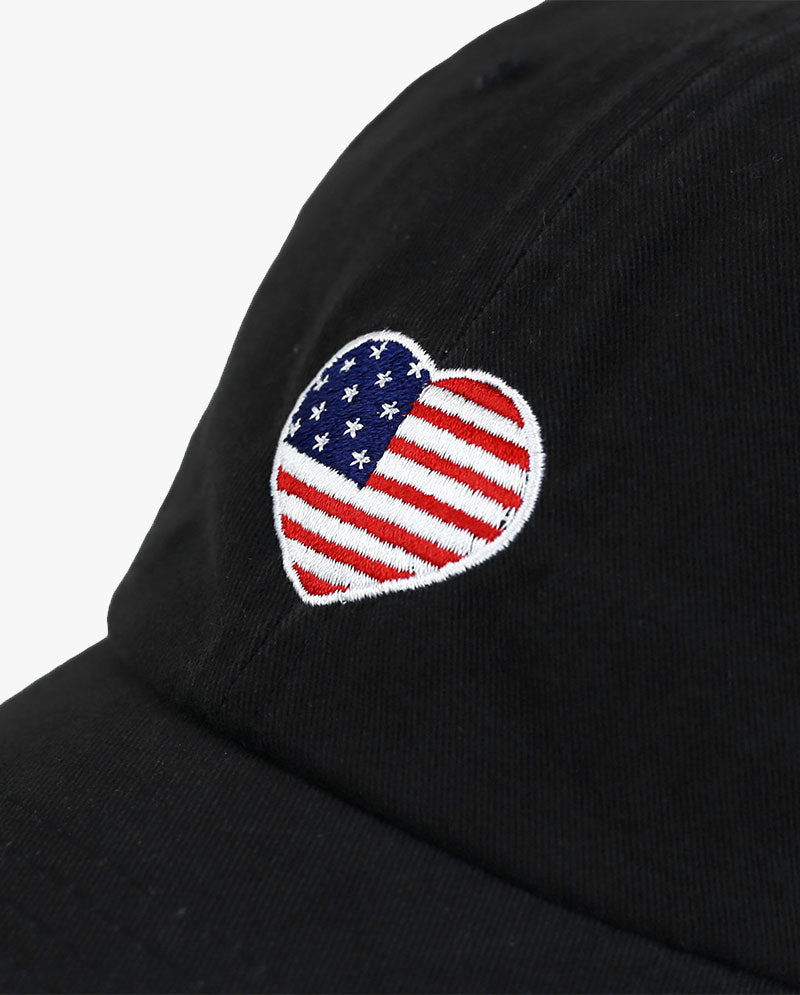 The Hat Depot - USA Heart Flag Embroidered Baseball Cap