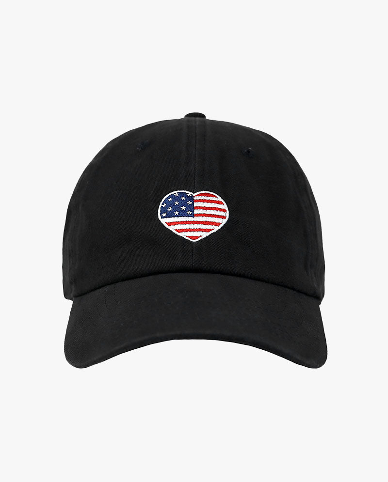 The Hat Depot - USA Heart Flag Embroidered Baseball Cap