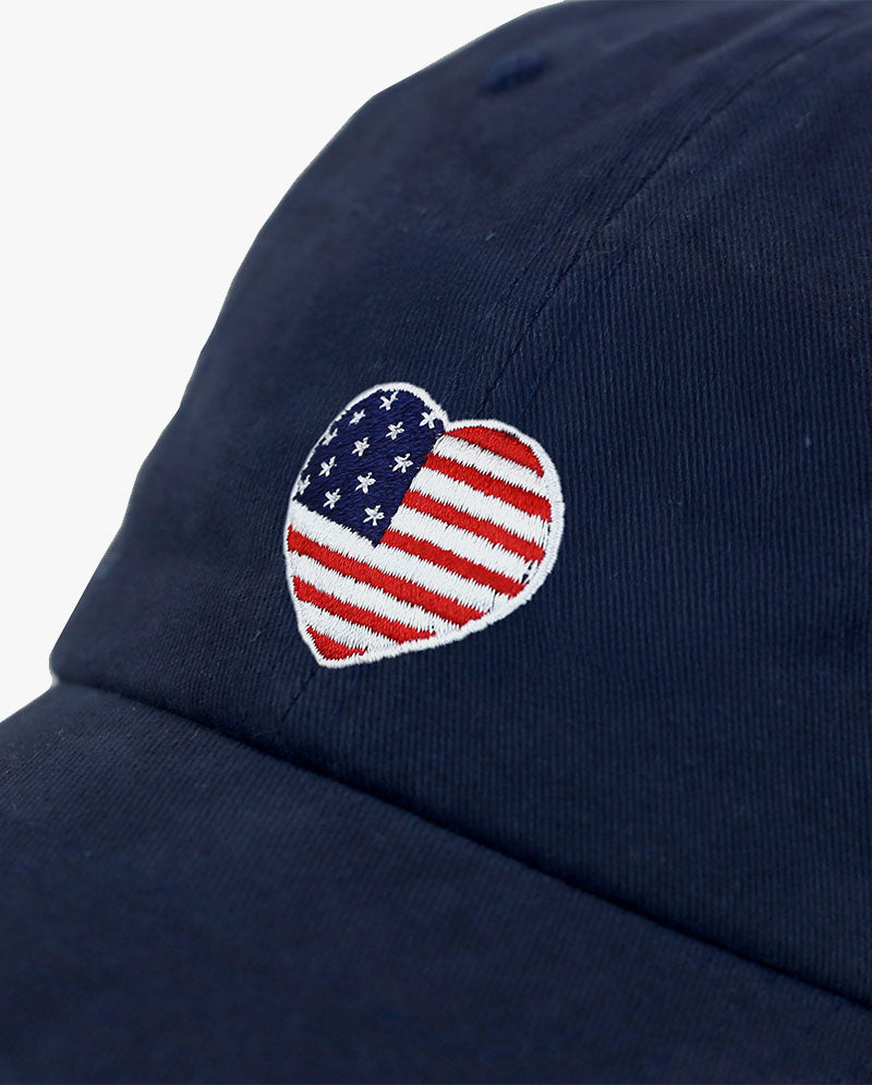 The Hat Depot - USA Heart Flag Embroidered Baseball Cap