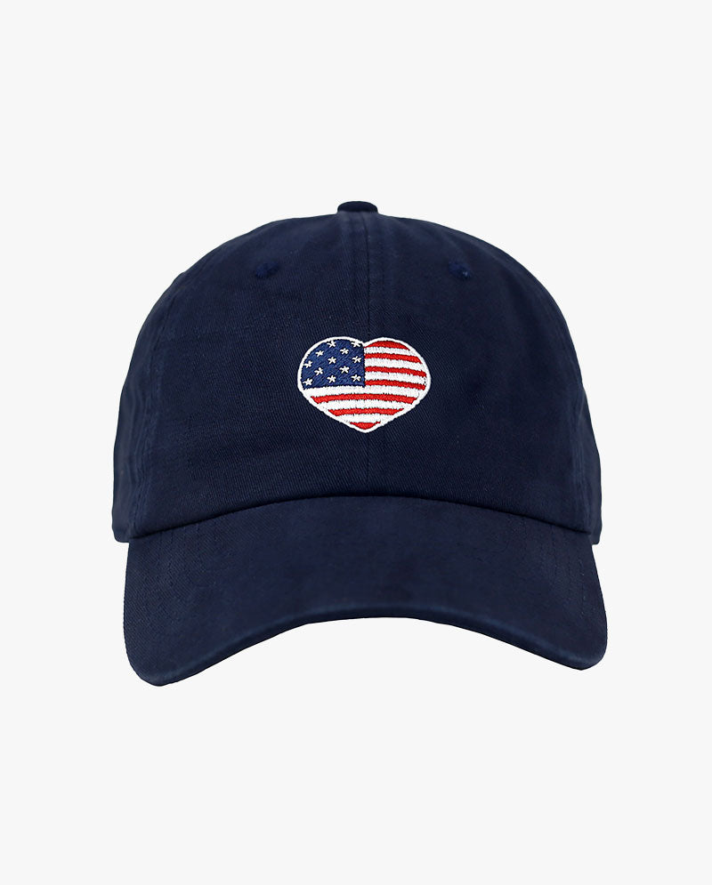 The Hat Depot - USA Heart Flag Embroidered Baseball Cap