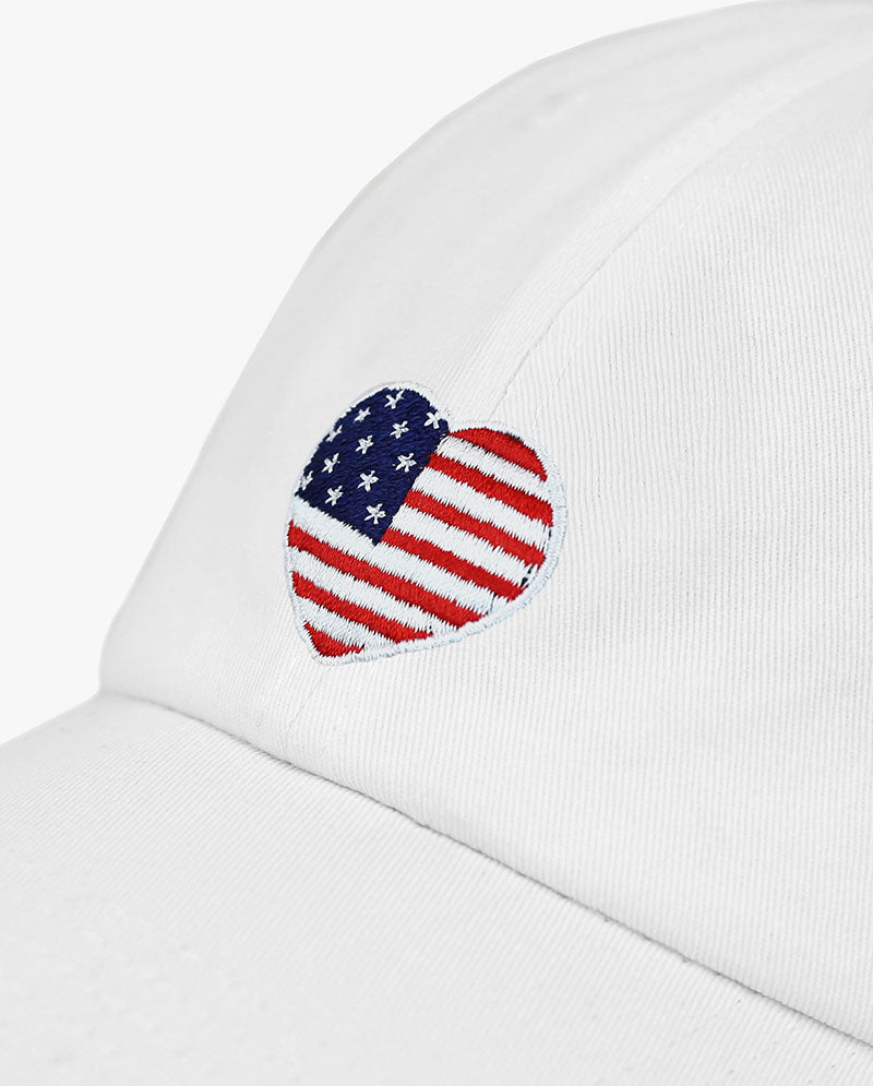 The Hat Depot - USA Heart Flag Embroidered Baseball Cap