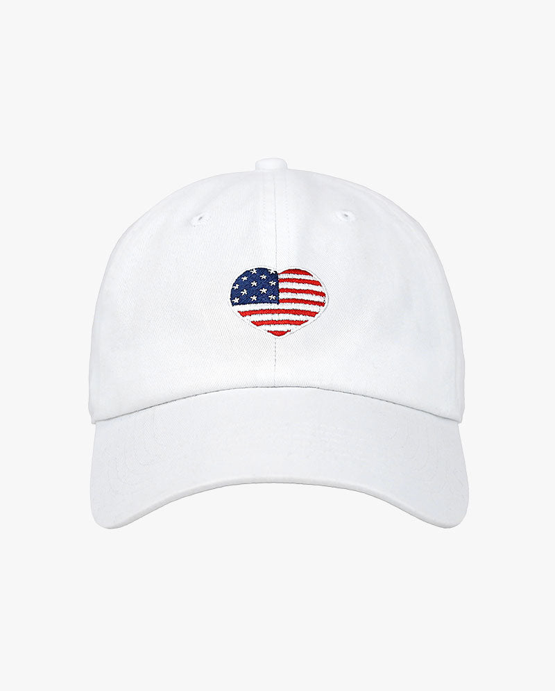 The Hat Depot - USA Heart Flag Embroidered Baseball Cap