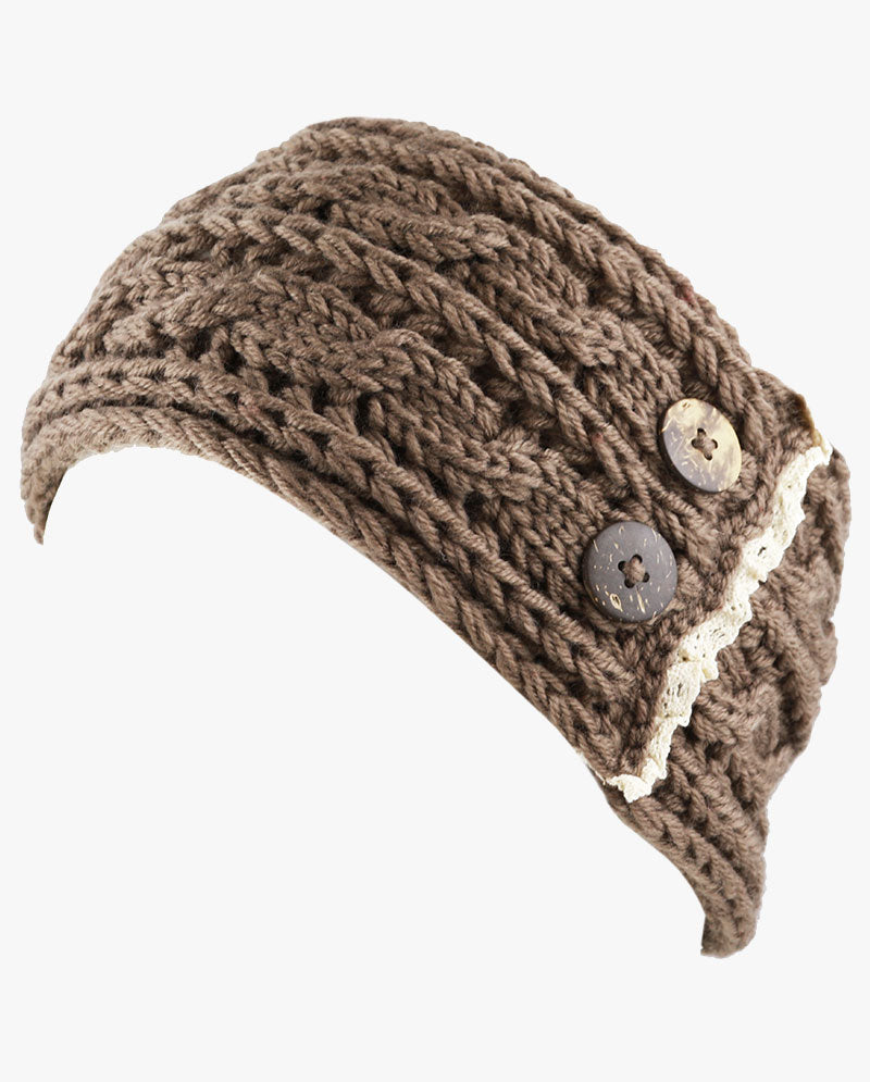 Women's Winter Knit Headband - Soft Ribbed Ear Warmer with Beaded Flower Detail, Stylish Cold Weather Hairband for Women