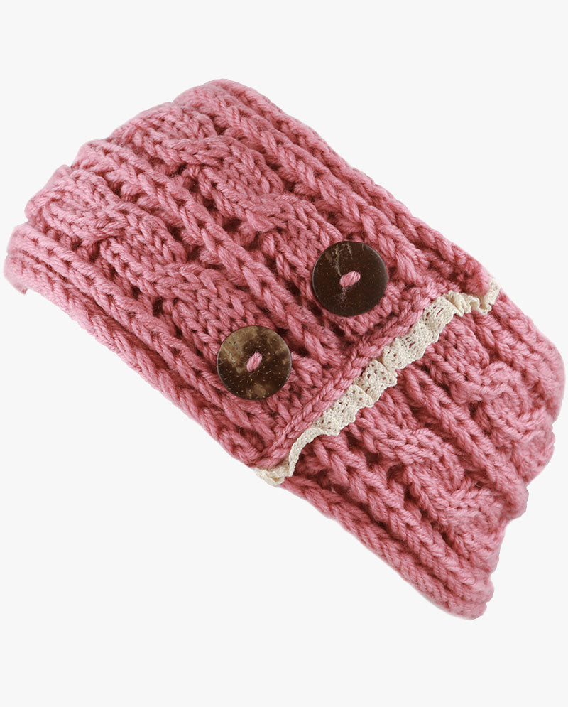 Women's Winter Knit Headband - Soft Ribbed Ear Warmer with Beaded Flower Detail, Stylish Cold Weather Hairband for Women