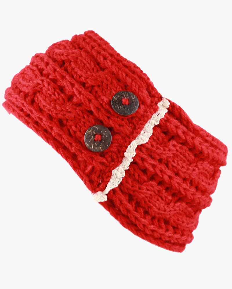 Women's Winter Knit Headband - Soft Ribbed Ear Warmer with Beaded Flower Detail, Stylish Cold Weather Hairband for Women