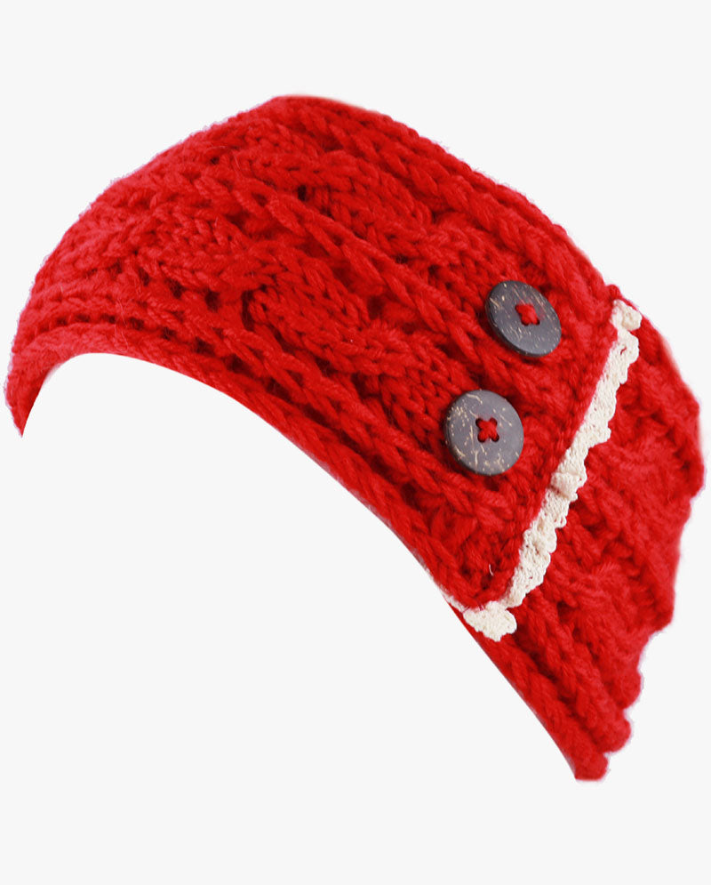 Women's Winter Knit Headband - Soft Ribbed Ear Warmer with Beaded Flower Detail, Stylish Cold Weather Hairband for Women