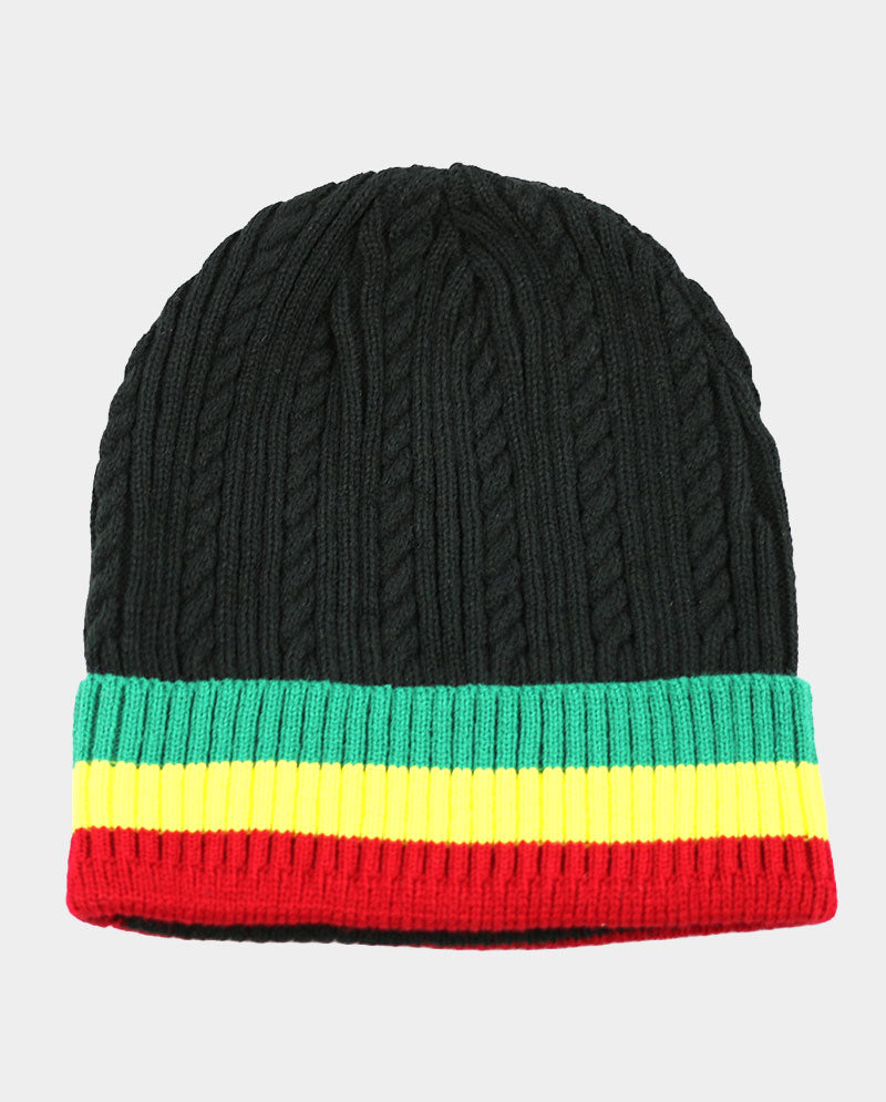 Jamaica-Inspired Stripe Cuffed Beanie