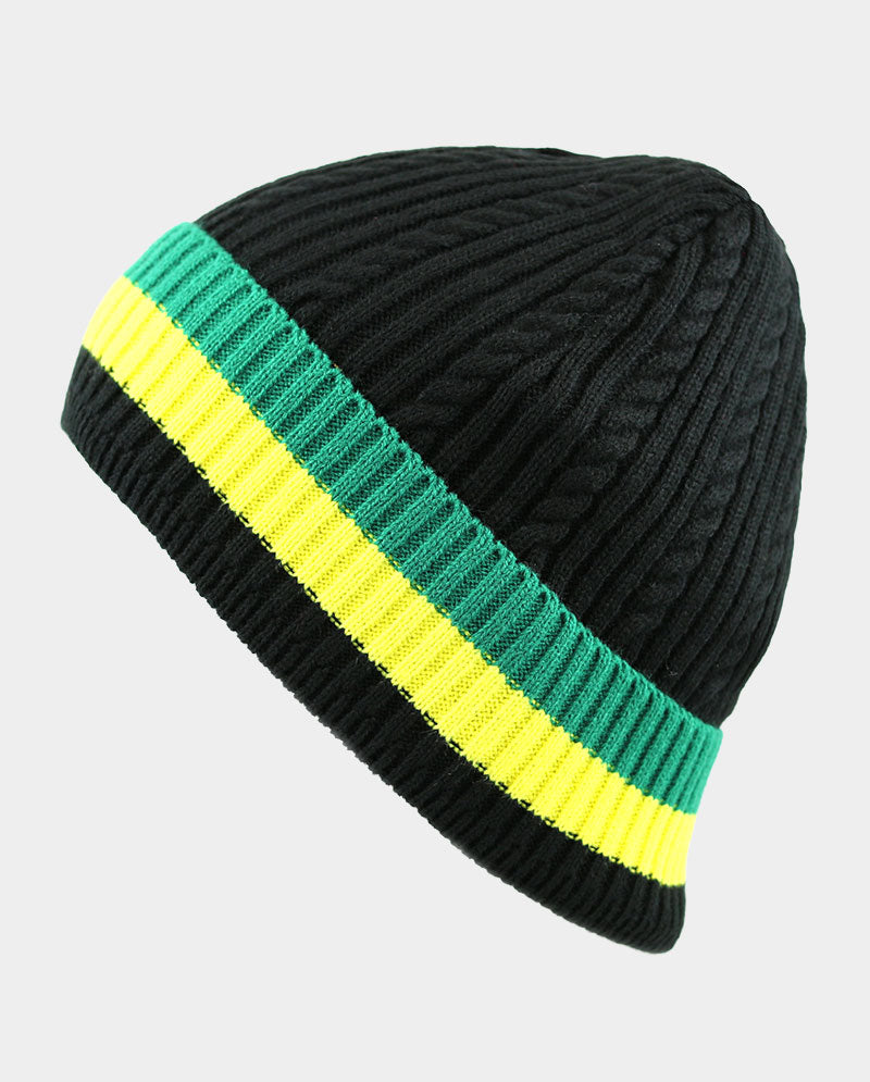 Jamaica-Inspired Stripe Cuffed Beanie