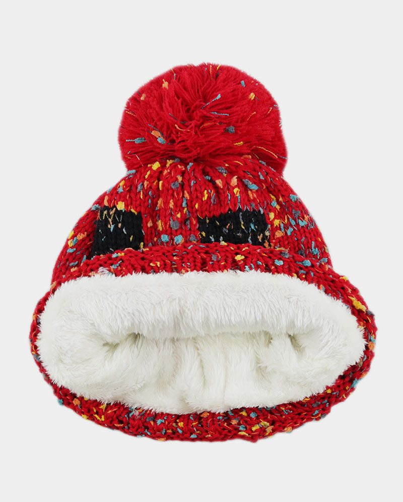 Multicolor Speckled Knit Beanie with Pom Pom