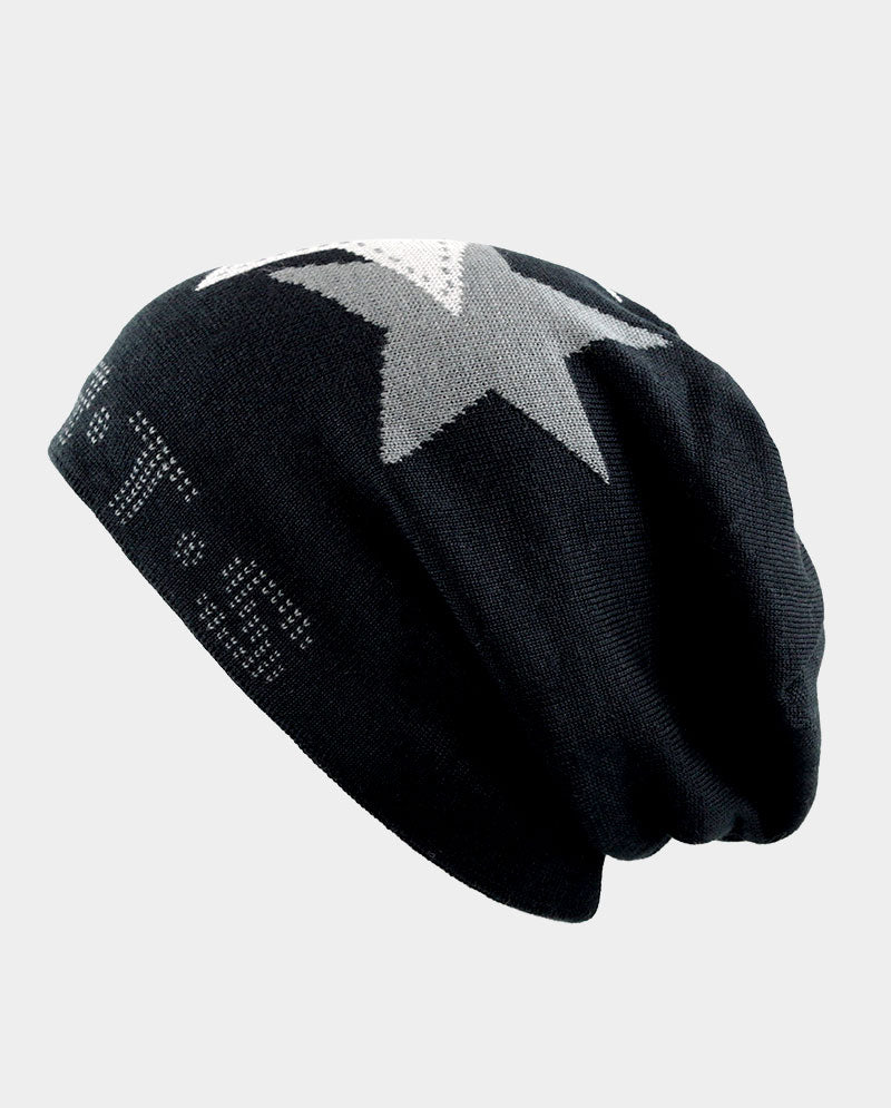 Winter Star Knit Beanie – Plush Lined Acrylic Hat