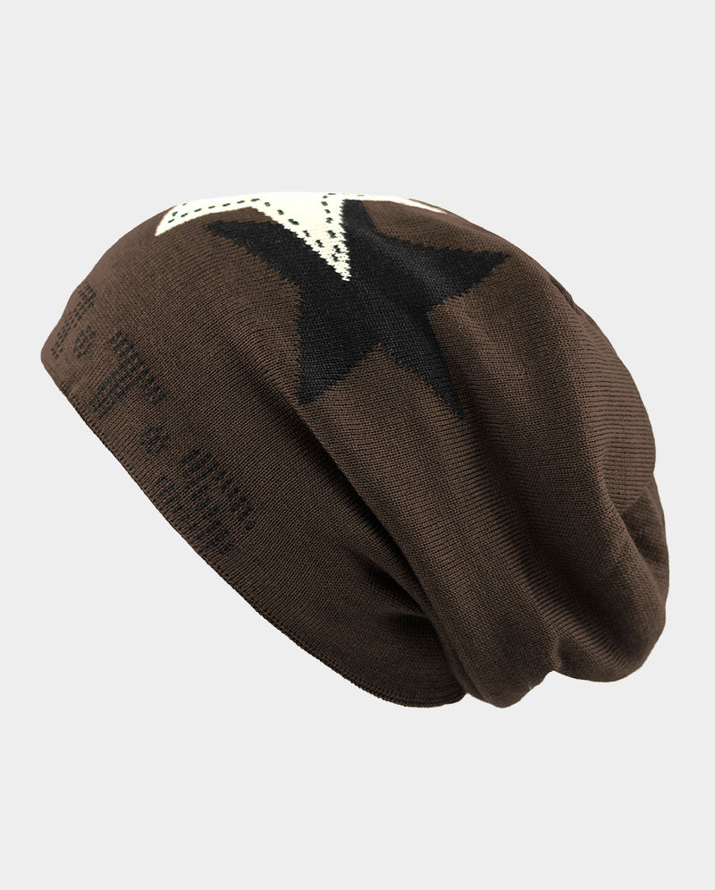 Winter Star Knit Beanie – Plush Lined Acrylic Hat