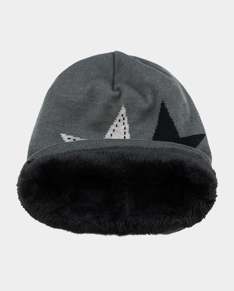 Winter Star Knit Beanie – Plush Lined Acrylic Hat