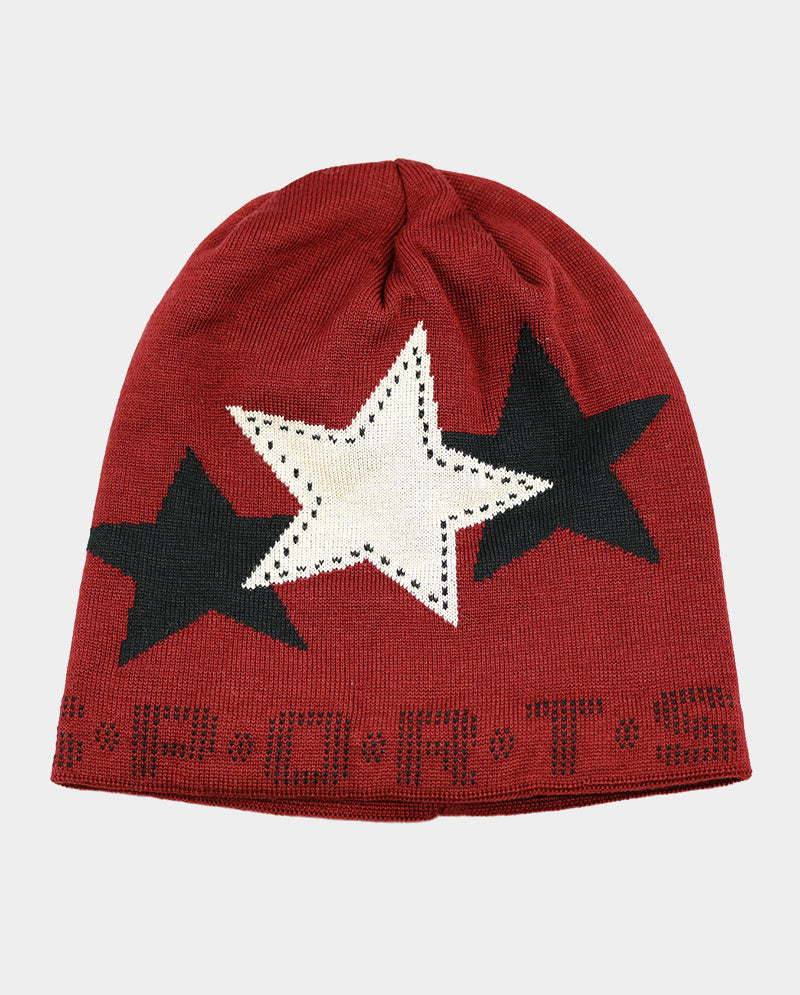 Winter Star Knit Beanie – Plush Lined Acrylic Hat
