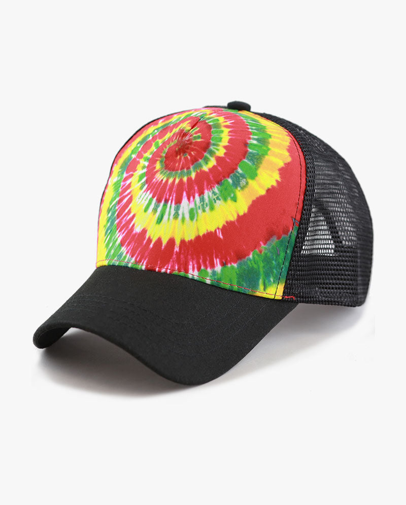 Tie Dye Print Mesh Back Snapback Trucker Cap
