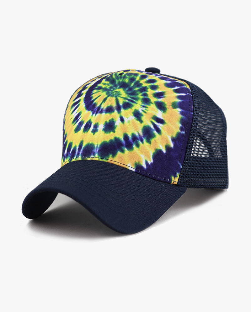 Tie Dye Print Mesh Back Snapback Trucker Cap