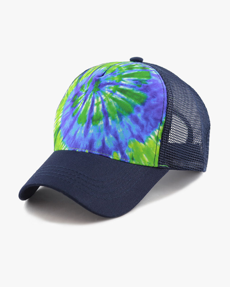 Tie Dye Print Mesh Back Snapback Trucker Cap