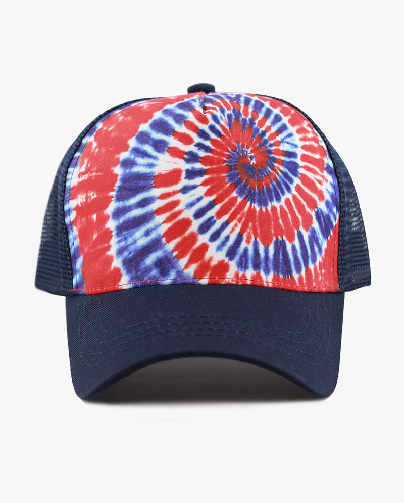 Tie Dye Print Mesh Back Snapback Trucker Cap