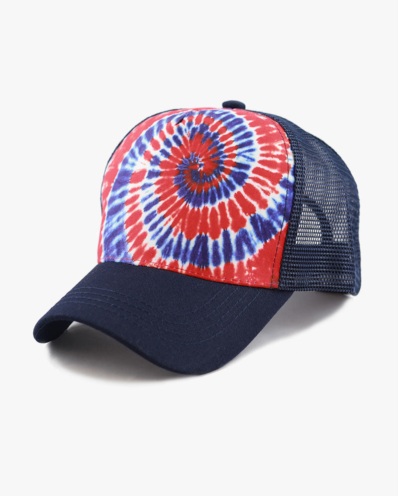 Tie Dye Print Mesh Back Snapback Trucker Cap