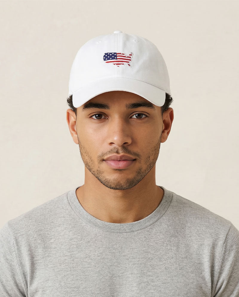 The Hat Depot - USA Map Flag Embroidered Baseball Cap