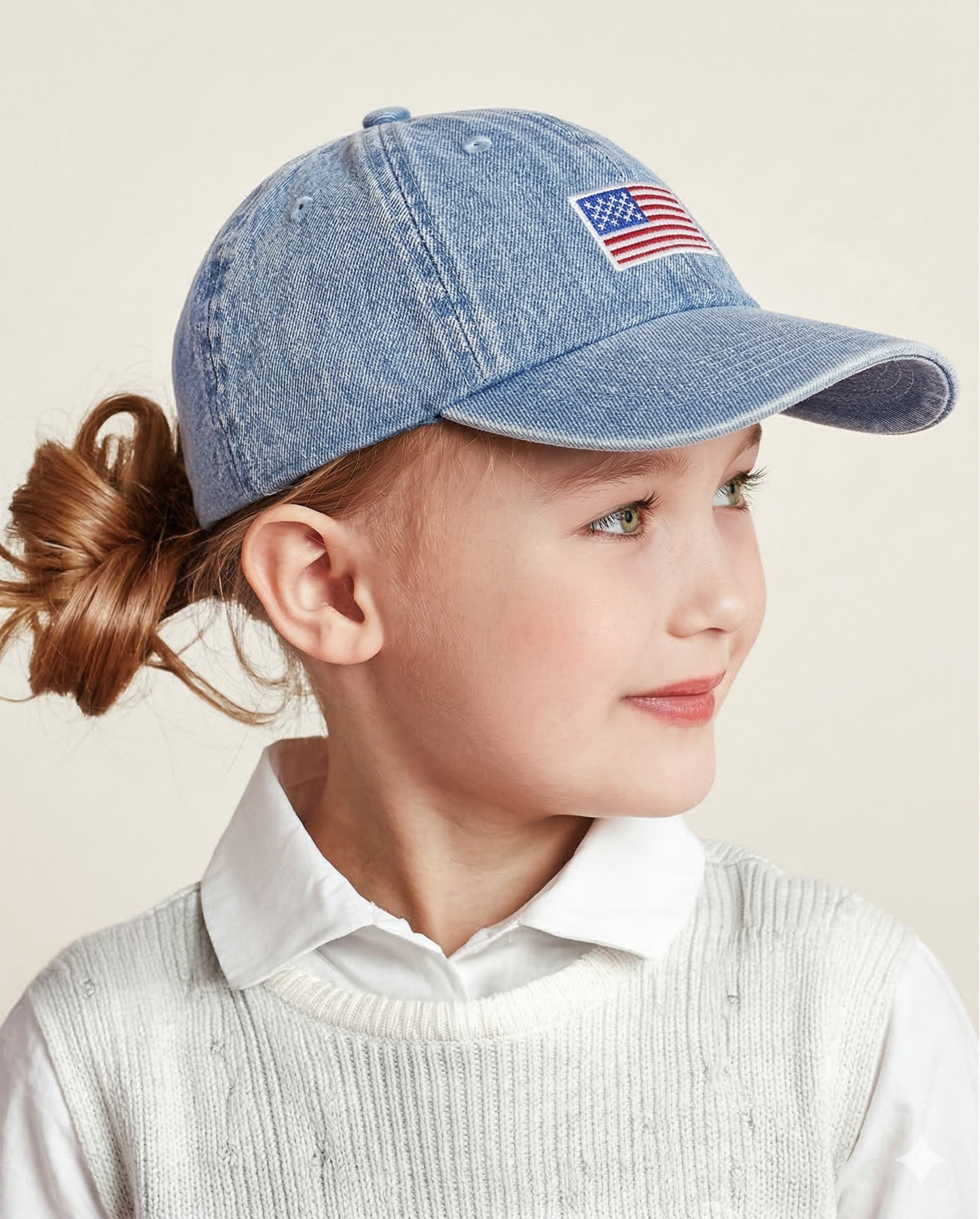 The Hat Depot Kids - Embroidered USA Flag Baseball Cap