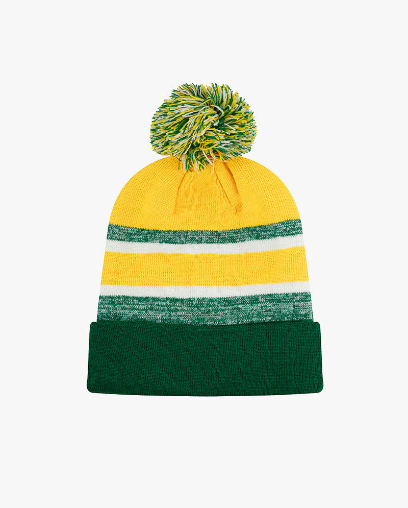 The Hat Depot Kids - Cuffed Pom Pom Stripe Knit Slouch Beanie
