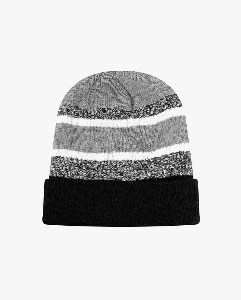 The Hat Depot - Cuffed Stripe Knit Slouch Beanie