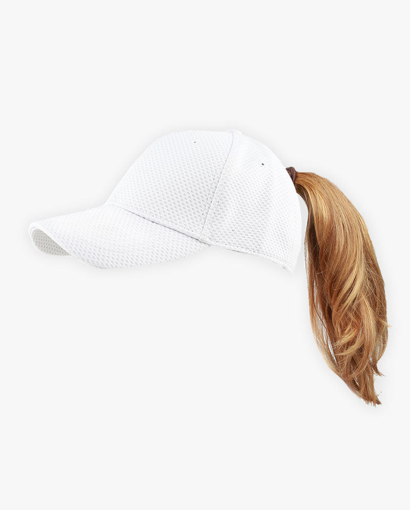 The Hat Depot - Women's Stretch Mesh Ponytail fitted baseball Cap