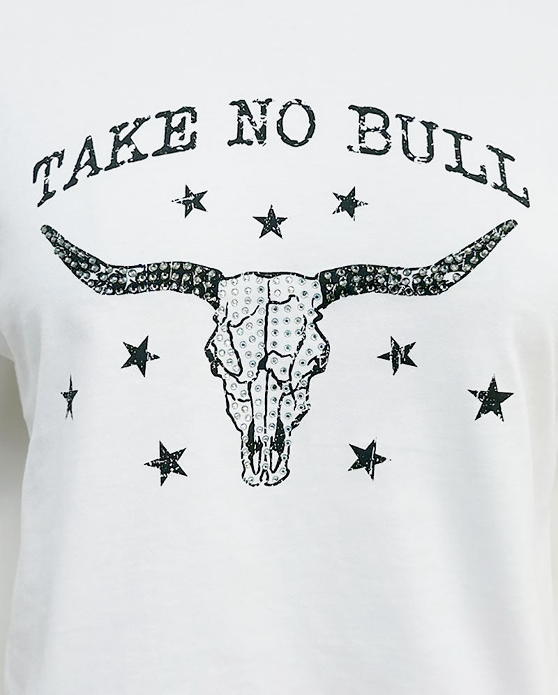 OG - Premium Quality 100% Cotton "Take No Bull" Stone Print Screen Cotton Crop Top
