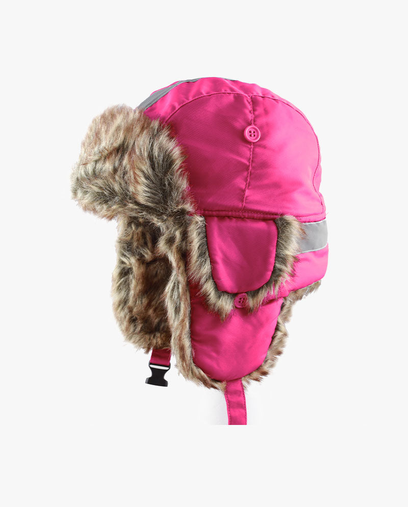 The Hat Depot - Safety Reflective Faux Fur Aviator Trapper display picture 2