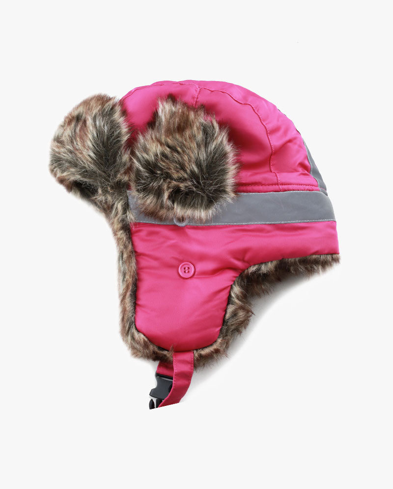 The Hat Depot Kids - Safety Reflective Faux Fur Aviator Trapper