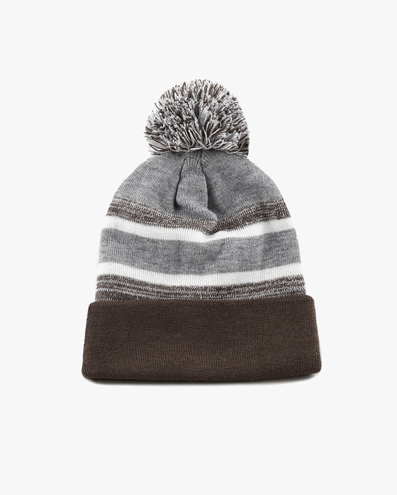 The Hat Depot Kids - Pom Pom Knit Stripe Beanie