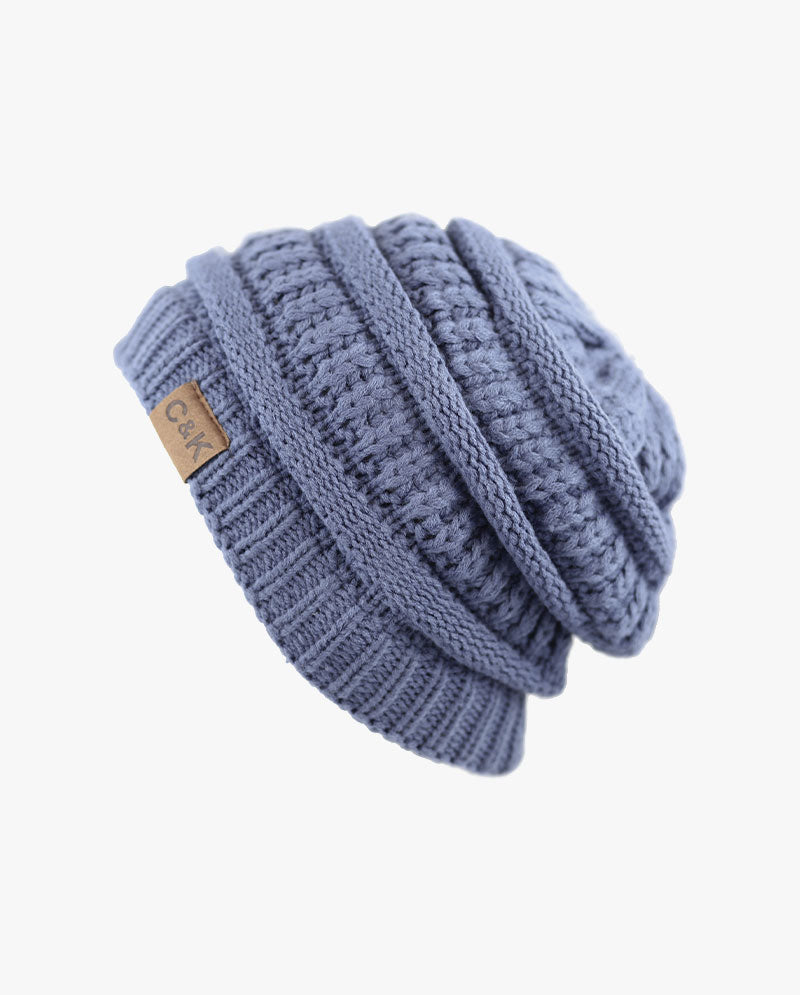 The Hat Depot Solid Color Stretch Cable Knit Chunky Beanie