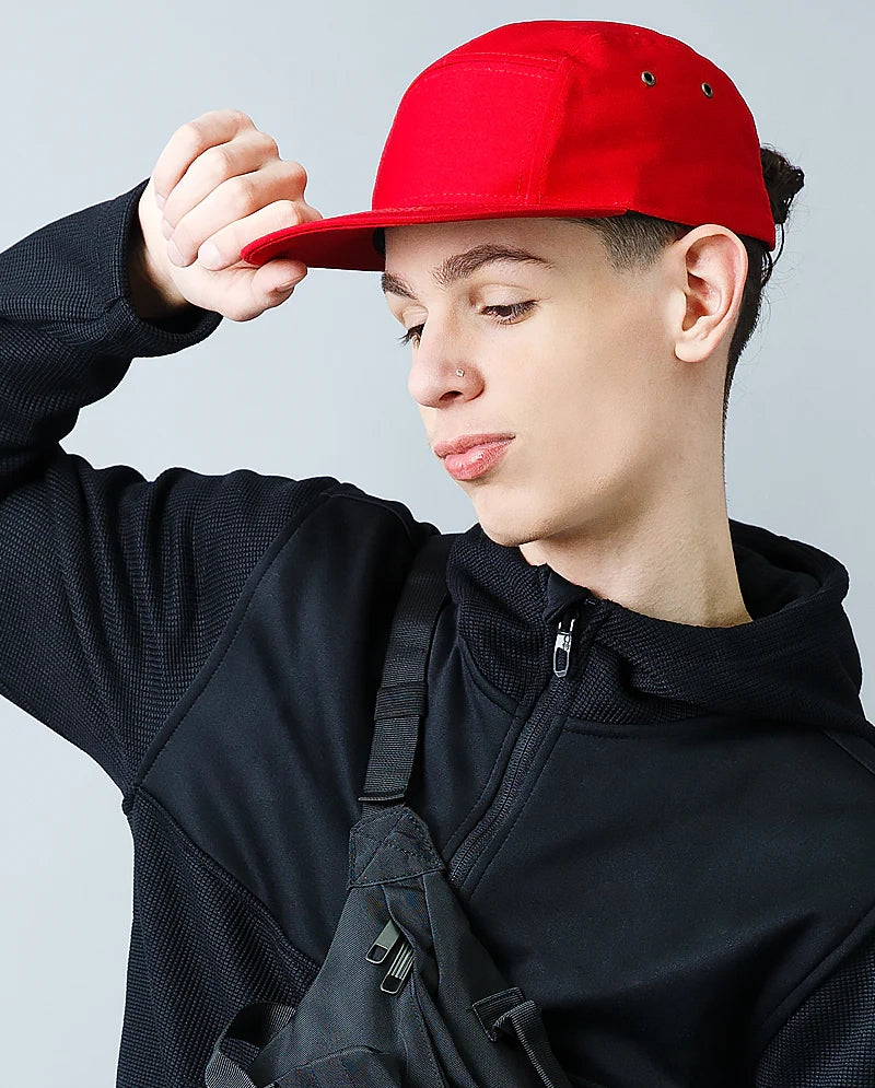 The Hat Depot Made in USA 5 Panel Biker Cap