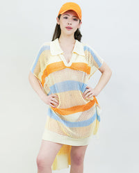 IC GURL - Colorful Crochet Polo Style Beach Shawl
