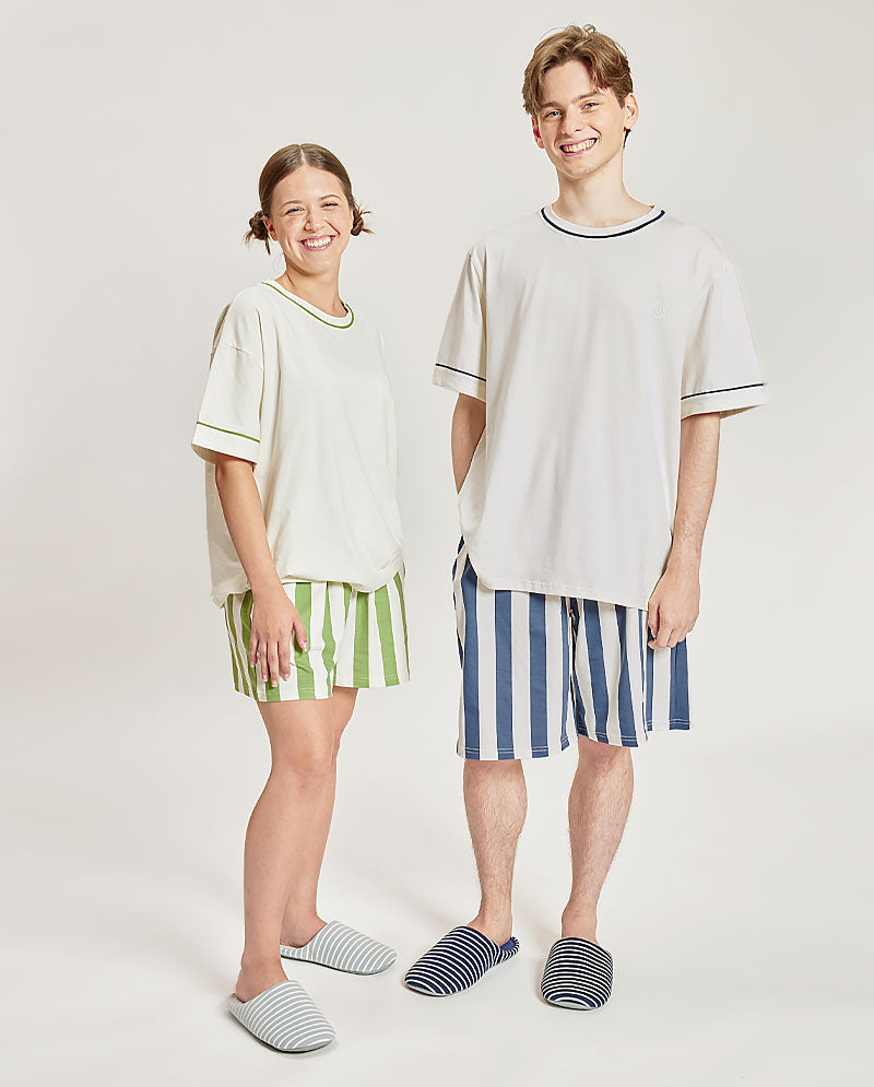 IC GURL -  Lovely Stripe Cotton Couple Short Pajama