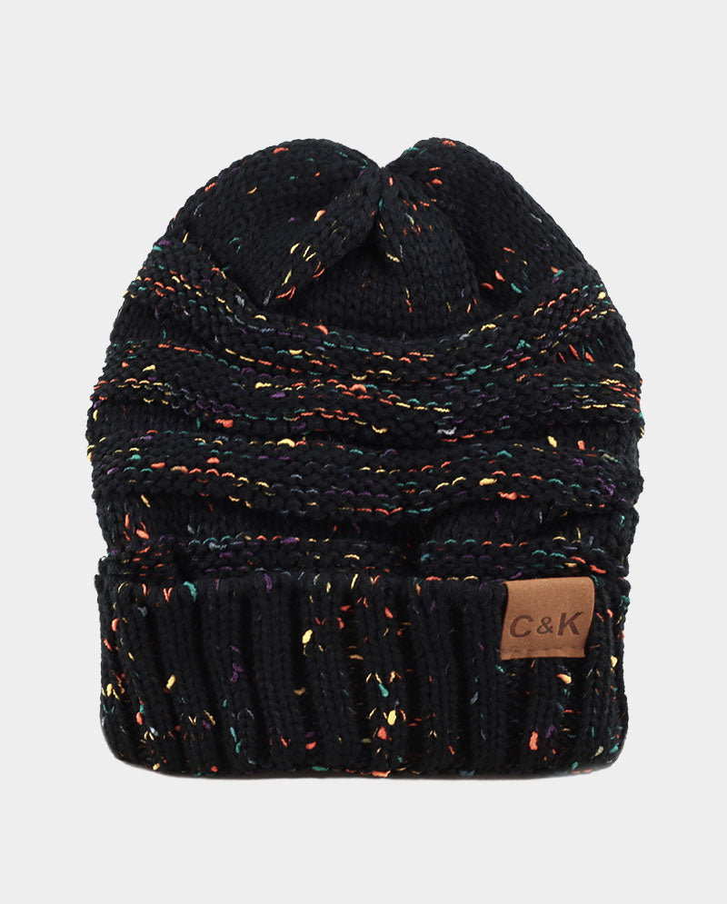 Acrylic Knit Beanie & Scarf Set – 100% Acrylic, Flecked Texture