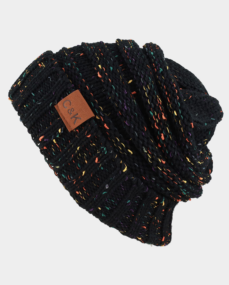 Acrylic Knit Beanie & Scarf Set – 100% Acrylic, Flecked Texture