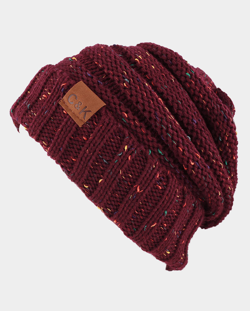 Acrylic Knit Beanie & Scarf Set – 100% Acrylic, Flecked Texture