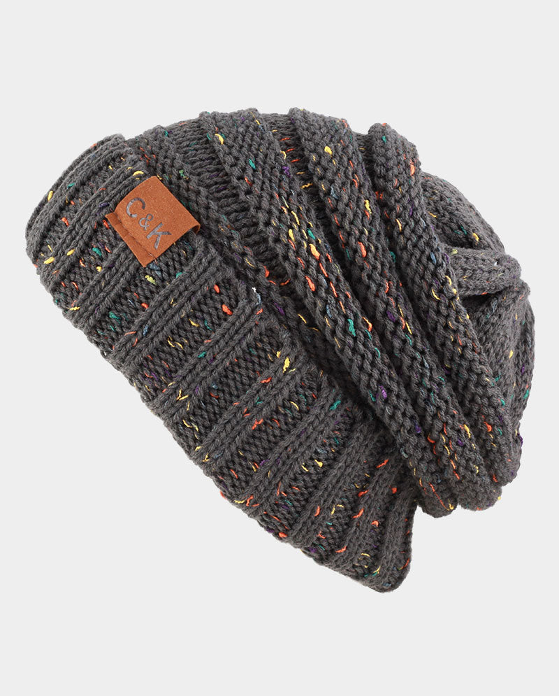 Acrylic Knit Beanie & Scarf Set – 100% Acrylic, Flecked Texture