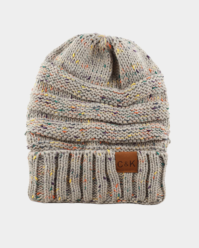 Acrylic Knit Beanie & Scarf Set – 100% Acrylic, Flecked Texture