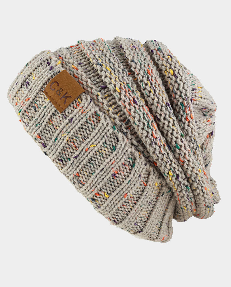 Acrylic Knit Beanie & Scarf Set – 100% Acrylic, Flecked Texture